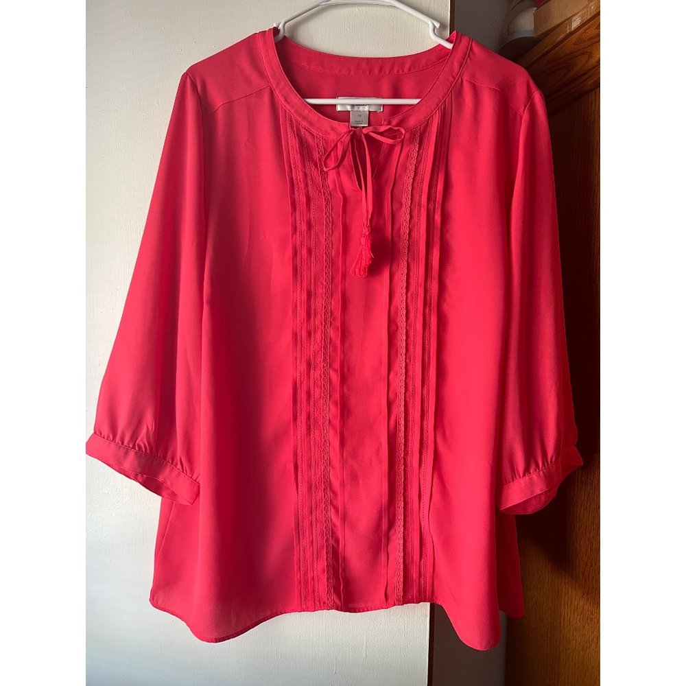 CJ Banks Woman’s 1X Coral Colored Blouse 100% Polyester